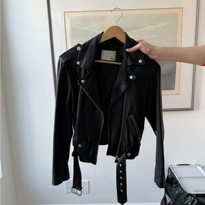 Aritzia Black Leather Biker Jacket